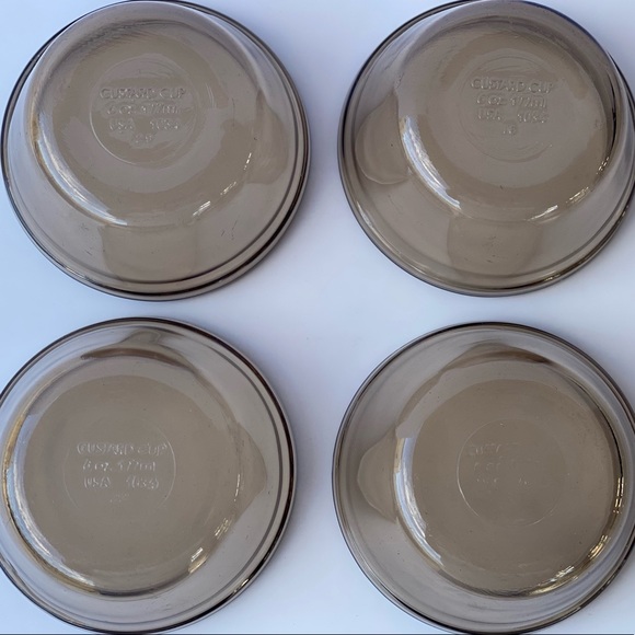 Vintage (set of 4) 6 oz. Custard Cups in Smoke Brown Glass - Picture 3 of 6